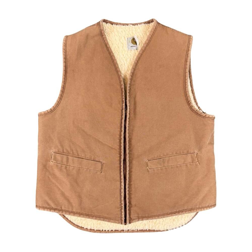 Vintage 70s Carhartt Sherpa Lined Full Zip Work Vest Men’s Regular Fit Size L